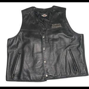 NWOT Mens Harley Davidson Classic Motorcycle Rider Real Leather Vest Sz 2XL